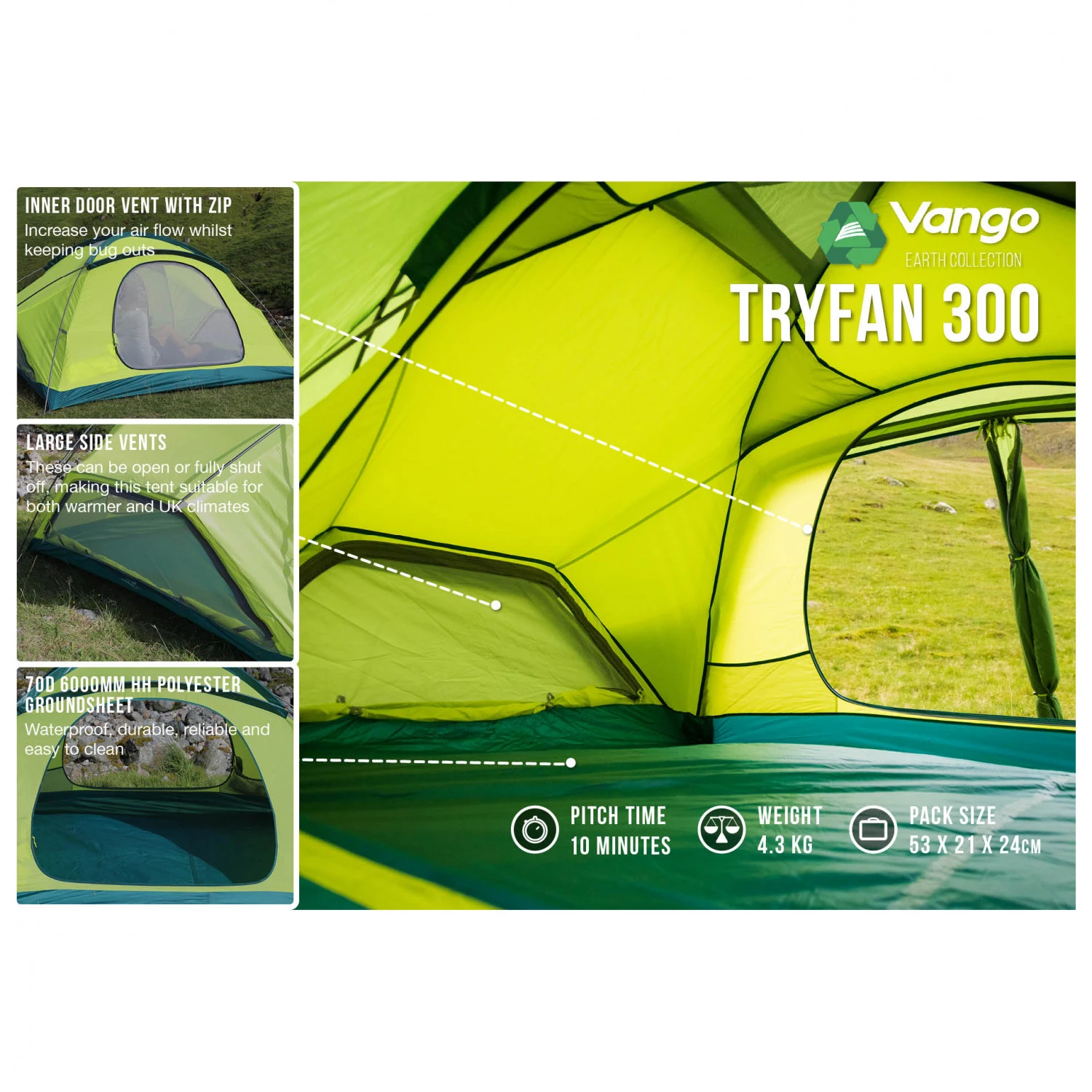 Vango Tryfan 300 - 3-person Tent 5 Vango Tryfan 300 - 3-person Tent - Image 3